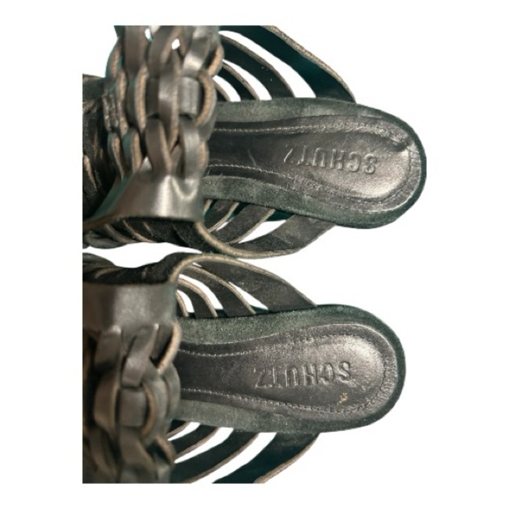SCHUTZ Black Strappy Wedge Sandals - Picture 7 of 8